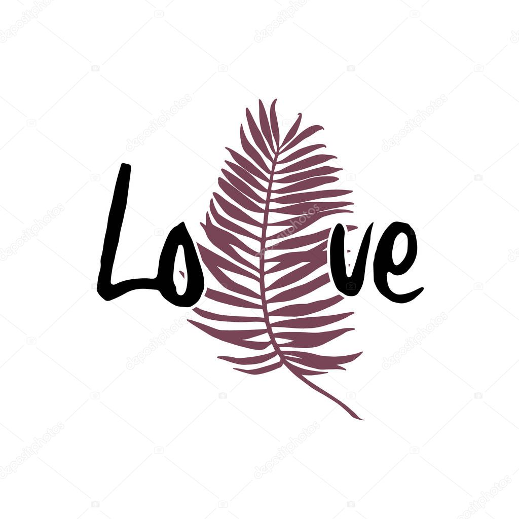 Slogan elegant design and stripes. Girl power shirt print vintage style. Hand drawn word - Love