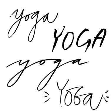 El Yoga logo harfleri yazı. Tebrik kartları, yazdırılabilir kağıt ve Tekstil tasarımları.