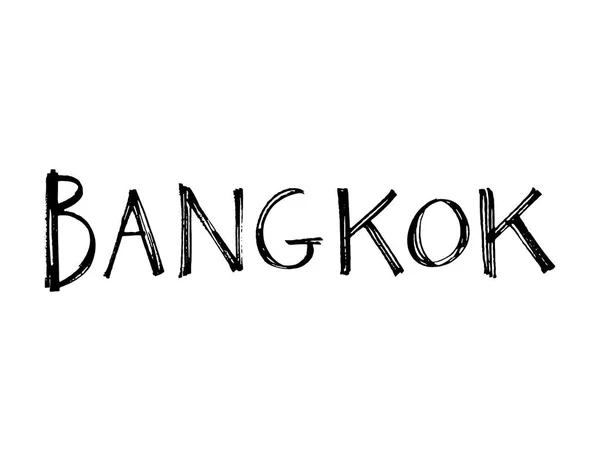 Slogan typografii z liści tropikalnych. Ręcznie rysowane Bangkok do druku t shirt. — Zdjęcie stockowe