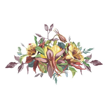 Bahar çiçekleri ile Vintage kartı. Kırmızı çiçekli zarafet güzel tebrik kartı.