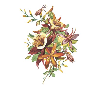 Sulu Boya güzel çiçek açan dalı çiçekler. Romantik ve yaz daveti kavramı arka plan.