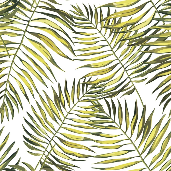 Feuilles de palmier tropicales illustratiobs. Feuilles de jungle isolées sur fond blanc. Modèles sans couture . — Photo