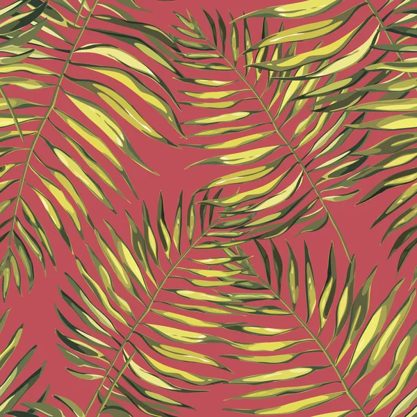 Tropikalne liście palmowe ilustratiobs. Liście dżungli izolowane na białym tle. Bezszwowe wzory. — Zdjęcie stockowe