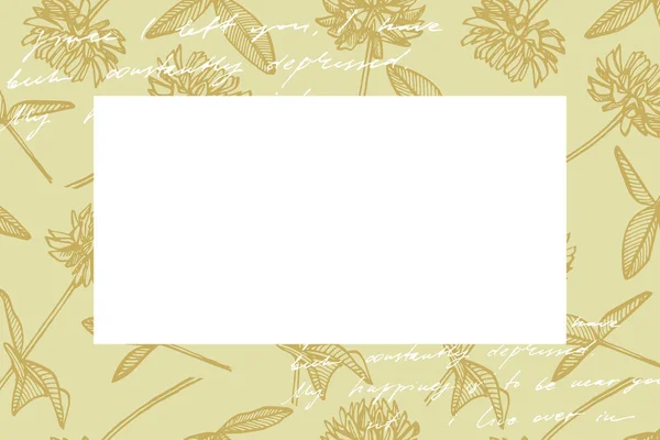 Flores y plantas dibujadas a mano teamplan las tarjetas horizontales. Papel pintado de texto abstracto manuscrito. Imitación de una letra vintage abstracta. Botánica, flores vintage . —  Fotos de Stock