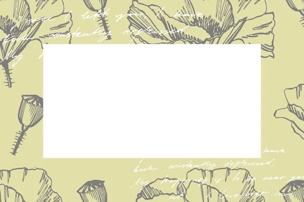 Flores de amapola. Ilustración de plantas botánicas. Plantas medicinales vintage bosquejo conjunto de tinta dibujado a mano hierbas medicinales y plantas bosquejo. Texto abstracto manuscrito . — Foto de Stock