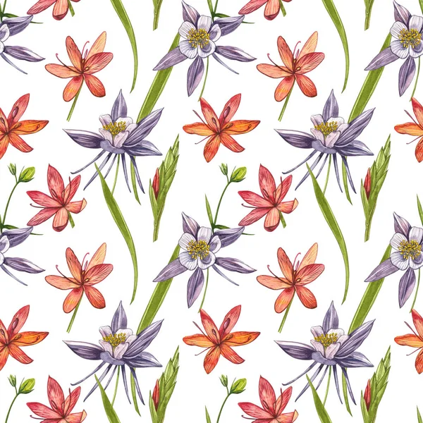 Kafir Zambak çiçekleri. Kusursuz desenler. El çizilmiş çiçek ve bitkilerin toplanması. Botanik. Ayarlamak. Vintage çiçekler. Çiçek ve yaprakların suluboya seti, el çizilmiş çiçek illüstrasyon izole bir