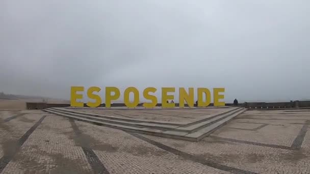Road through the city Esposende, Portugal. View of the Atlantic Ocean. Way of Santiago. Pilgrims Road. — Stock Video