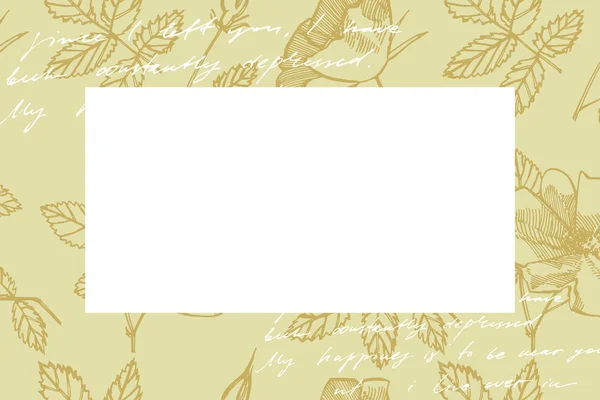 Wilde roos bloemen tekening en schets illustraties. Decoratieve Floral set voor stof, textiel, inpakpapier, kaart, uitnodiging, behang, webdesign. Kaart sjabloon op romantische achtergrond — Stockvector