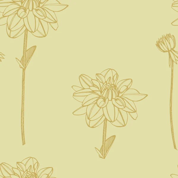 Handritade bläck Dahlias. Blom element. Grafiska blommor illustrationer. Botaniska växt illustration. Vintage medicinalväxter skiss uppsättning av bläck handritade medicinska örter och växter skiss. Sömlös — Stock vektor