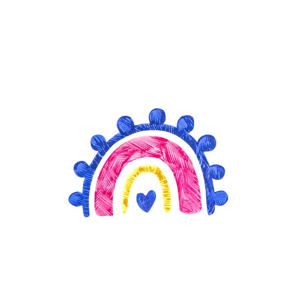 Tęczowy klif. Dziecko słodkie tęczy akwarela ilustracja. Odizolowany na białym tle. Cute magiczne tęczy, scandi żłobek, zabawy różowy ładny. — Zdjęcie stockowe