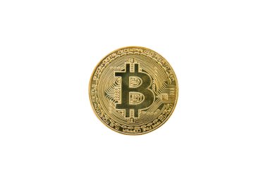 Altın bitcoin paralar, kırpma yolu ile beyaz arka plan üzerinde izole kripto para birimi