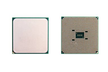 Cpu (merkezi işlem birimi). kırpma yolu ile beyaz arka planda yalıtılmış bilgisayar çipi işlemcileri