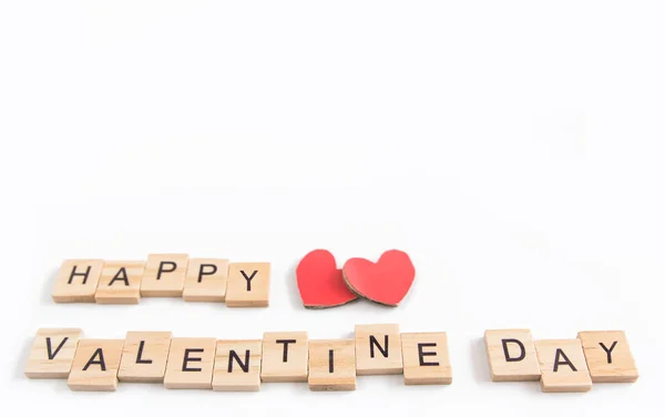 Abeceda Dřevěné Kostky Kameny Valentýna Bílém Pozadí Valentine Koncepce Kopie — Stock fotografie