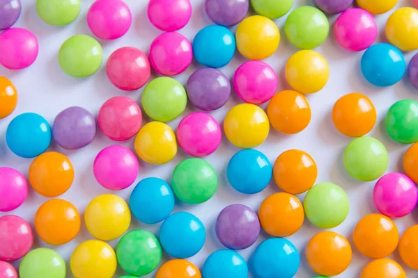 Pile Colorful Sweet Candy Chocolates Coated White Paper Colourful Collection — Stock Photo, Image