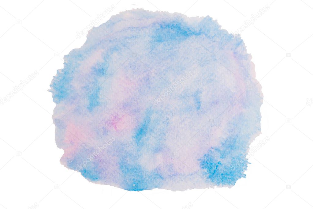 Watercolor blue and purple with hand drawn. Splash Watercolour texture on white background