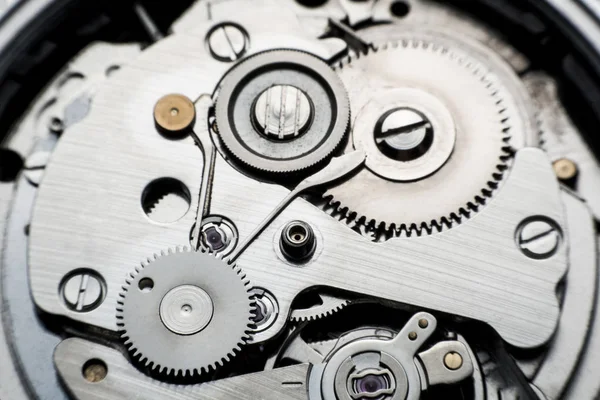 Montre Mécanique Horloge Vitesse Fermer Les Rouages Les Engrenages Intérieur — Photo