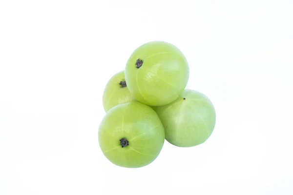 Indiska Krusbär Eller Amla Phyllanthus Emblica Isolerade Vit Bakgrund Med — Stockfoto