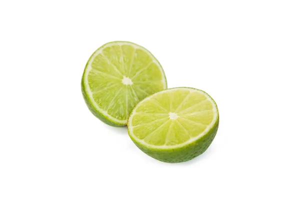Lime Slice Two Piece Isolated White Background Clipping Path — Stock Photo, Image