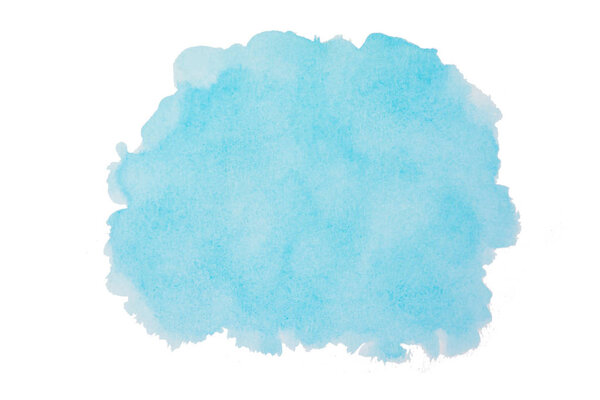 Sky blue watercolor background. Brush stroke shape isolated on white with clipping path