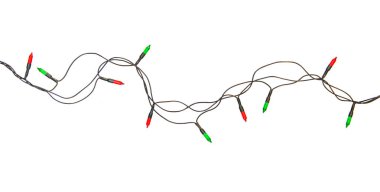 Beyaz arka planda izole edilmiş Noel ışıkları dizisi