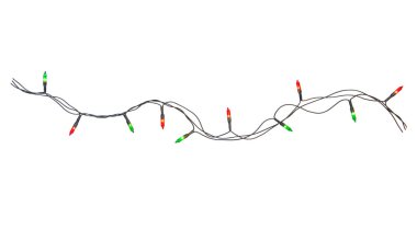 Beyaz arkaplanda izole edilmiş noel ışıkları dizisi