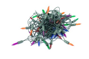 Noel ışıkları üzerinde beyaz izole