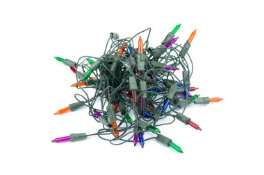 Noel ışıkları üzerinde beyaz izole