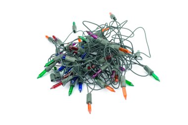 Noel ışıkları üzerinde beyaz izole