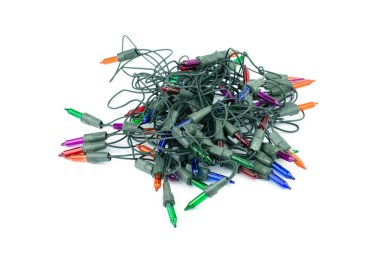 Noel ışıkları üzerinde beyaz izole