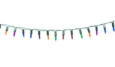 Noel ışıkları üzerinde beyaz izole