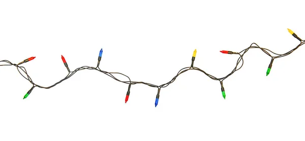 Beyaz arka planda izole edilmiş Noel ışıkları dizisi