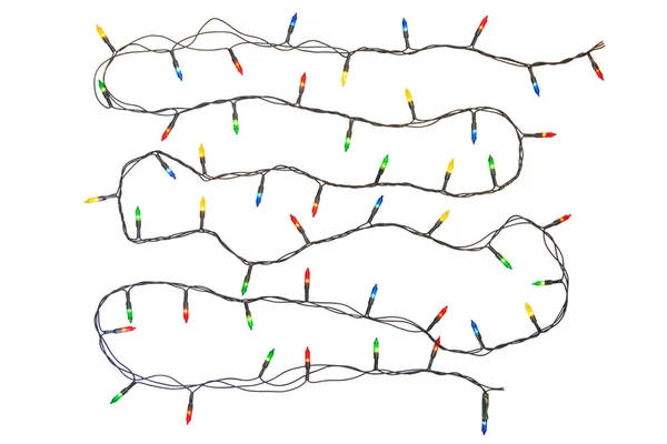 Řetězec vánočních světel rám izolované na bílém pozadí Wi — Stock fotografie