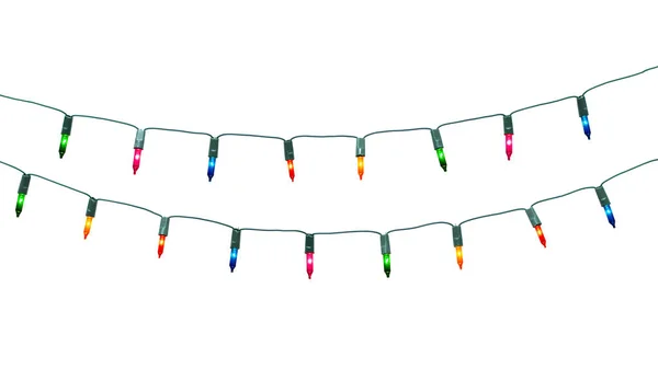 String de luzes de Natal quadro isolado no fundo branco Wi — Fotografia de Stock
