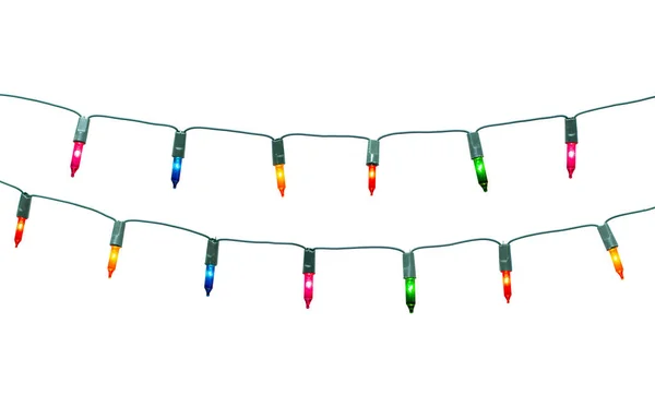 String of christmas lights frame isolated on white background Wi — Stock Photo, Image