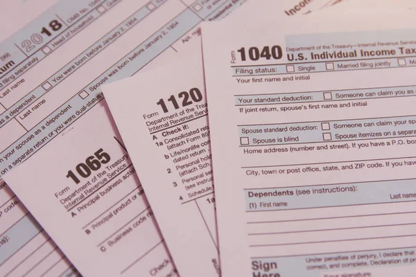 1040,1120,1065 US tax form / taxation concept. EUA - Imagem — Fotografia de Stock