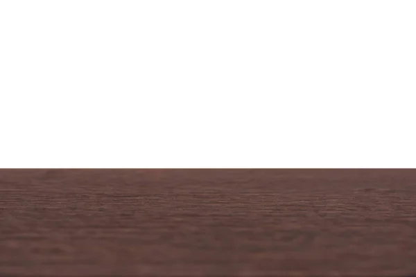 Mesa vacía de madera oscura aislada sobre fondo blanco con clip —  Fotos de Stock
