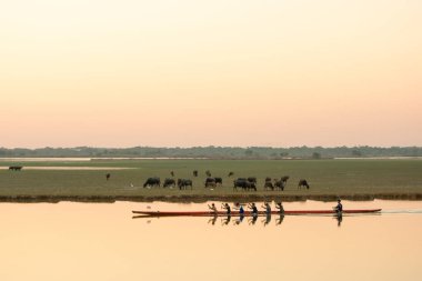 Nakhon Phanom, Tayland - 4 Kasım 2018 Kürek takımı için antrenman