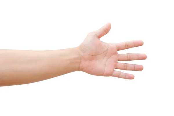 Férfi kéz mutatja öt szám elszigetelt fehér alapon cl — Stock Fotó