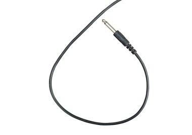 gitar izole beyaz zemin üzerine siyah kablo ile radyo sinyalleriyle iletilen kriko 