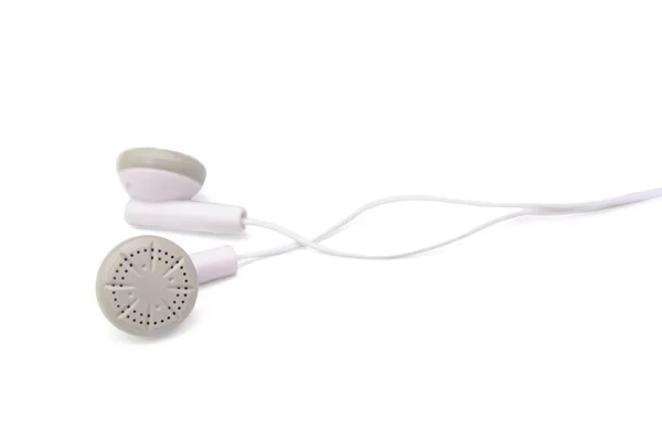 Fones de ouvido brancos isolados no fundo branco com caminho de recorte — Fotografia de Stock