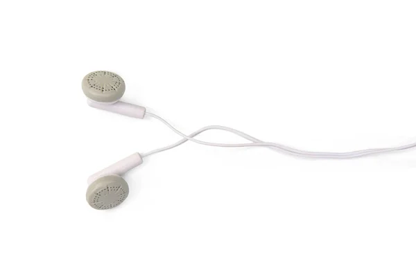Écouteurs blancs isolés sur fond blanc avec chemin de coupure — Photo