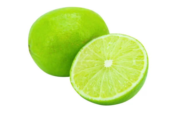 Beyaz arka planda yeşil limon dilimi. kırpma ile — Stok fotoğraf