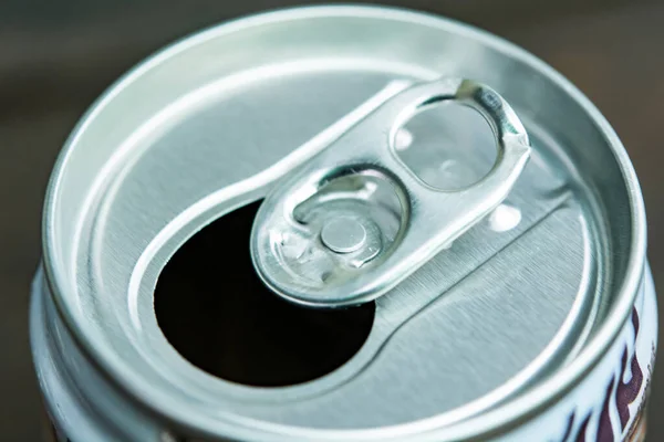 Close up ring pull tab aluminum of cans — Stock Photo, Image