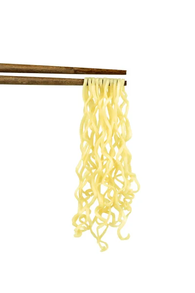 Instant noodles chopsticks isolated on white background with cli — Stock Photo, Image