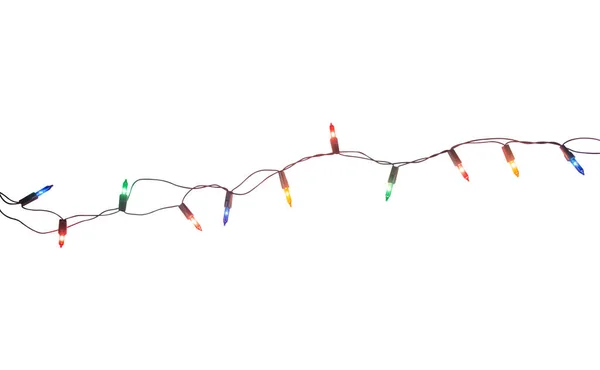 Beyaz arka planda izole edilmiş Noel ışıkları dizisi