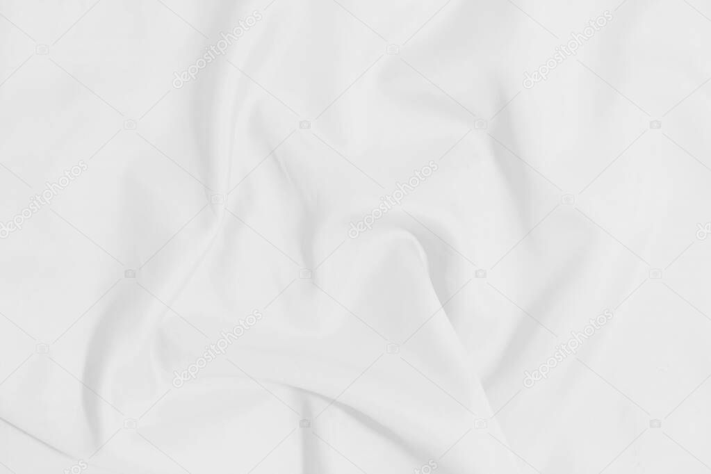 White crumpled blanket texture background. White cloth backgroun