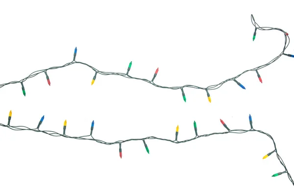 String of Christmas lights isolated on white background With cli — Stock Photo, Image