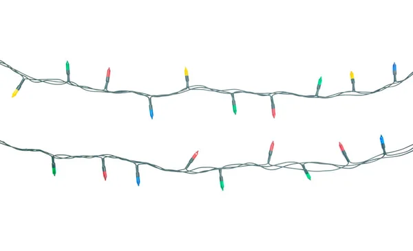 String of Christmas lights isolated on white background With cli — Stock Photo, Image