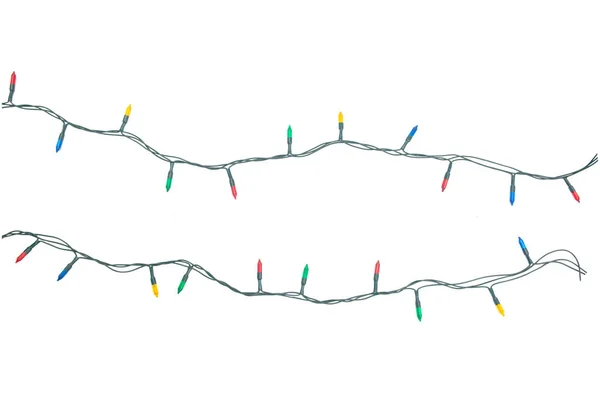 Нить рождественских огней изолированы на белом фоне с Кли — стоковое фото