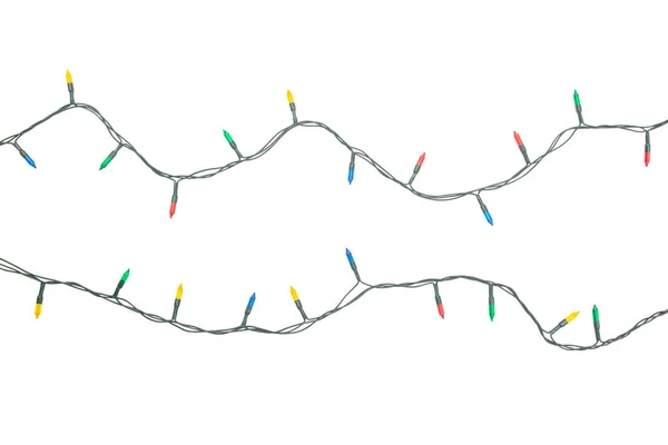 String of Christmas lights isolated on white background With cli — Stock Photo, Image